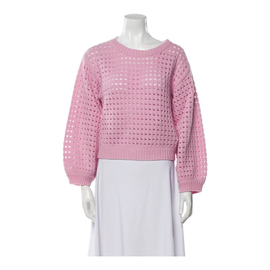 Allude Pink Wool and Cashmere Crop Jumper - 8/10
