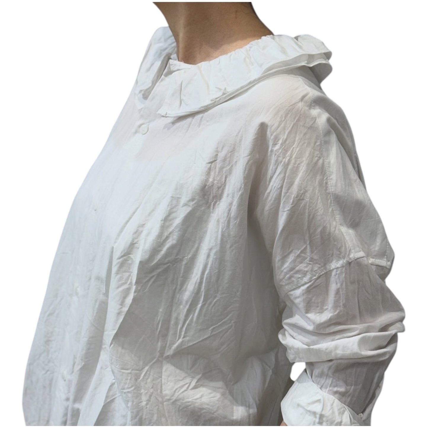Toujours White Ruffle Collar Shirt - One Size