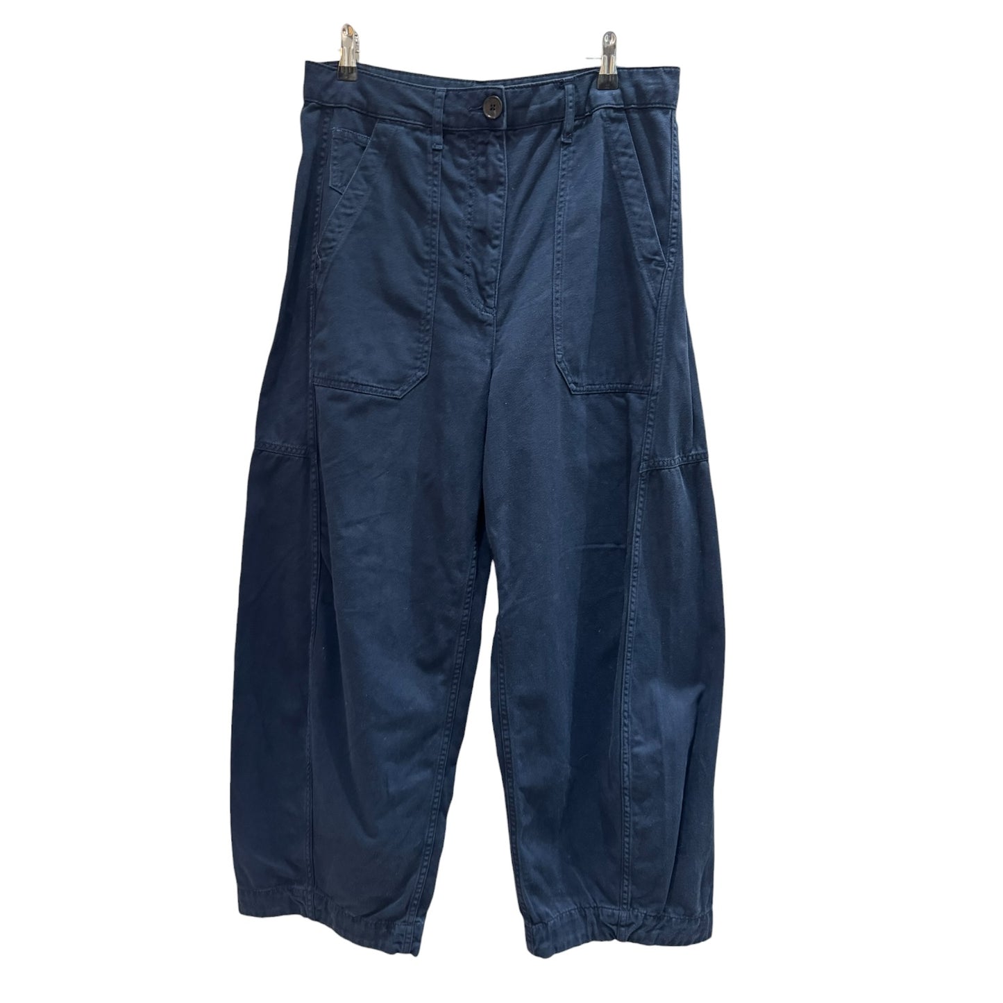 Me + Em Navy Blue Cotton Twill Barrel Leg Cargo Pants - 14