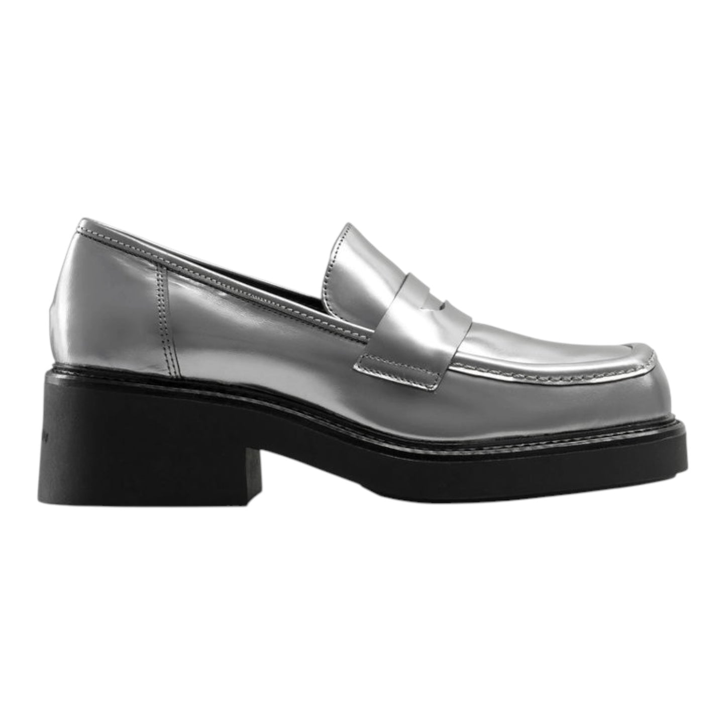 Russell & Bromley Silver Solo Square Toe Loafer - 40/7 - NEW