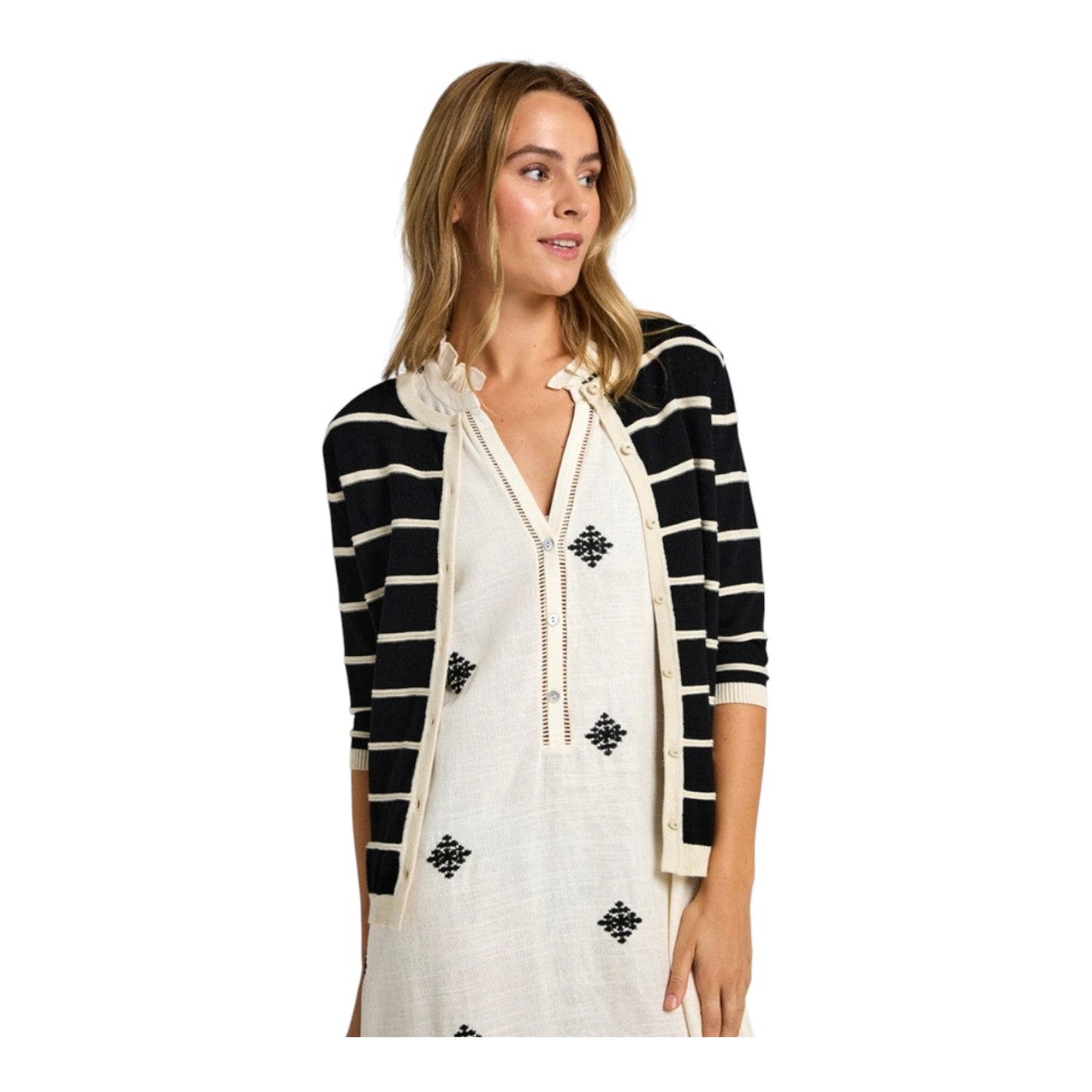 Costa Mani Black and Cream Two Piece Knit - 12 - NEW