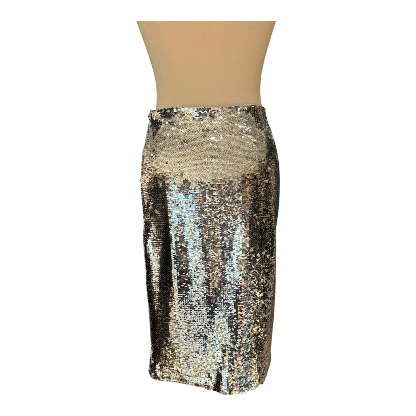 Ganni Silver Sequin Knee Length Shirt - 10