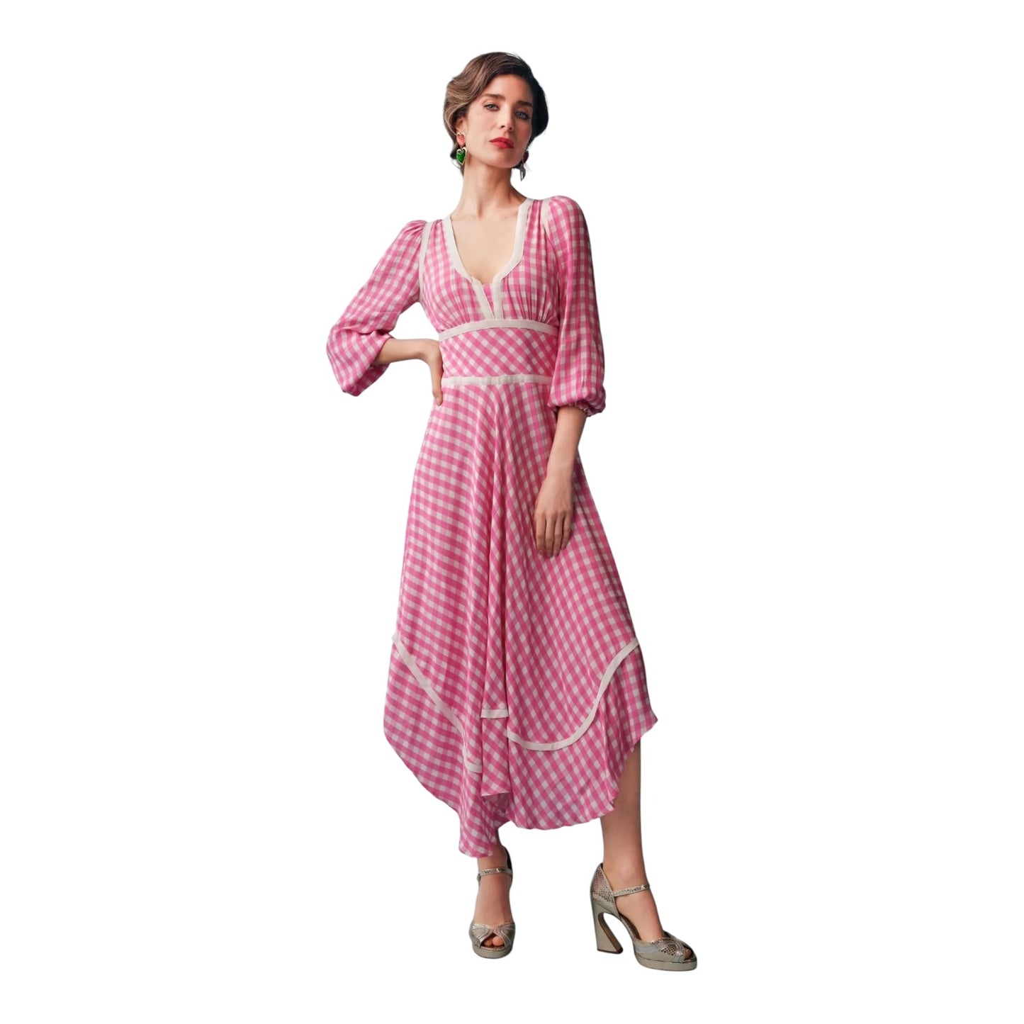 Coco Fennell Gingham Pink Dirndl Dress - 12