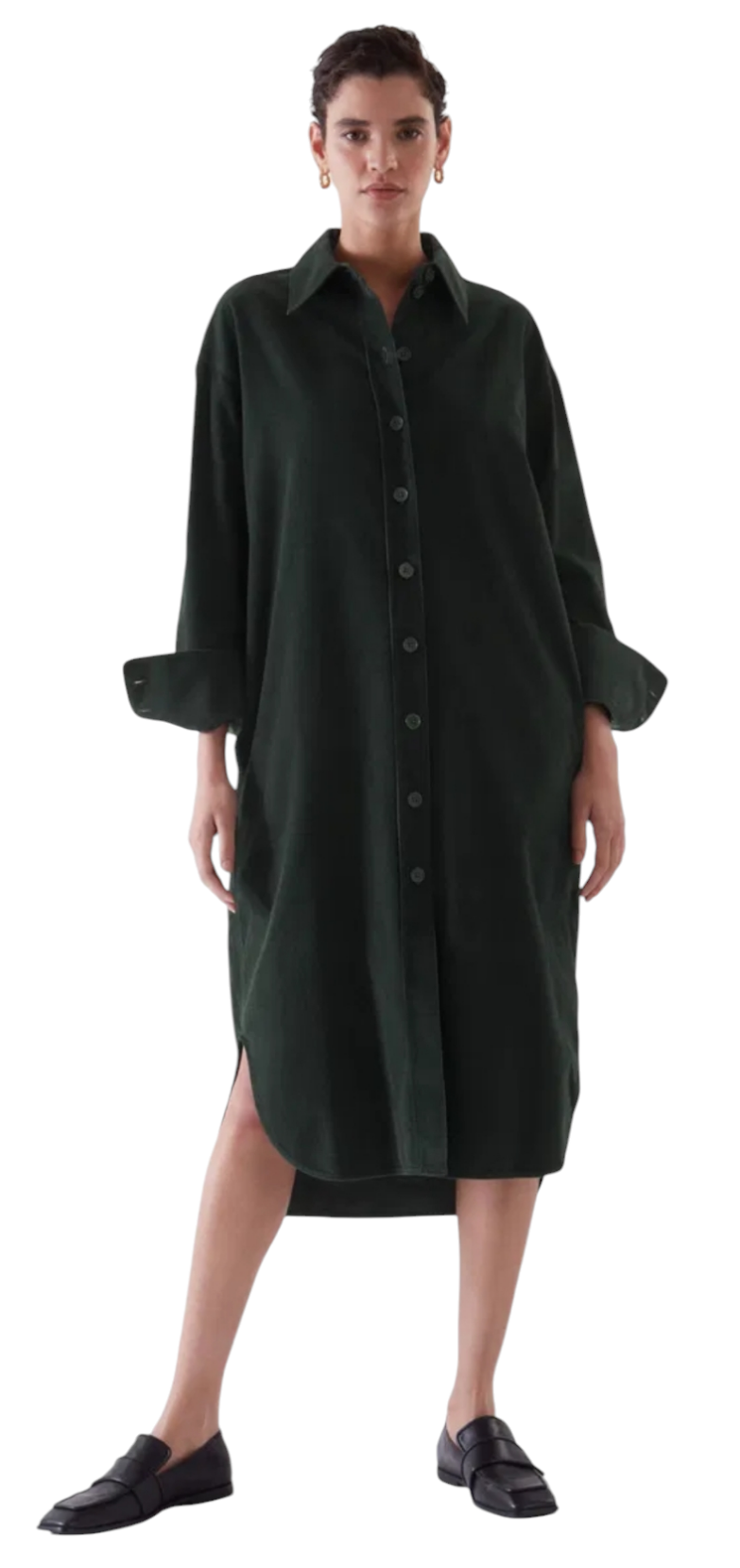 COS Green Cord Shirt Dress, size 38/UK 12