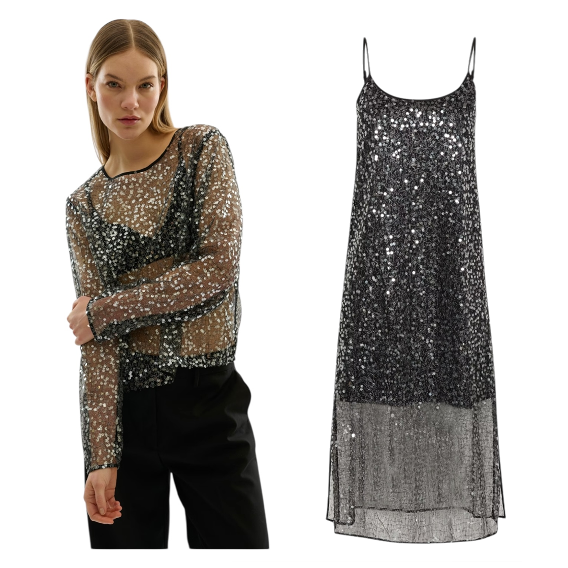 Karen by Simonsen Sequined Dress and Top in Meteorite - 10