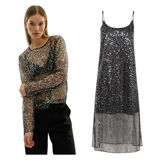 Karen by Simonsen Sequined Dress and Top in Meteorite - 10