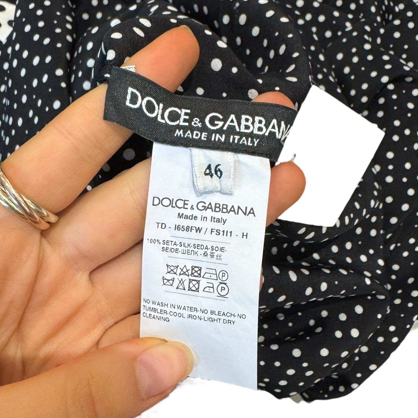 Dolce and Gabbana Black and White Silk Dress - 14