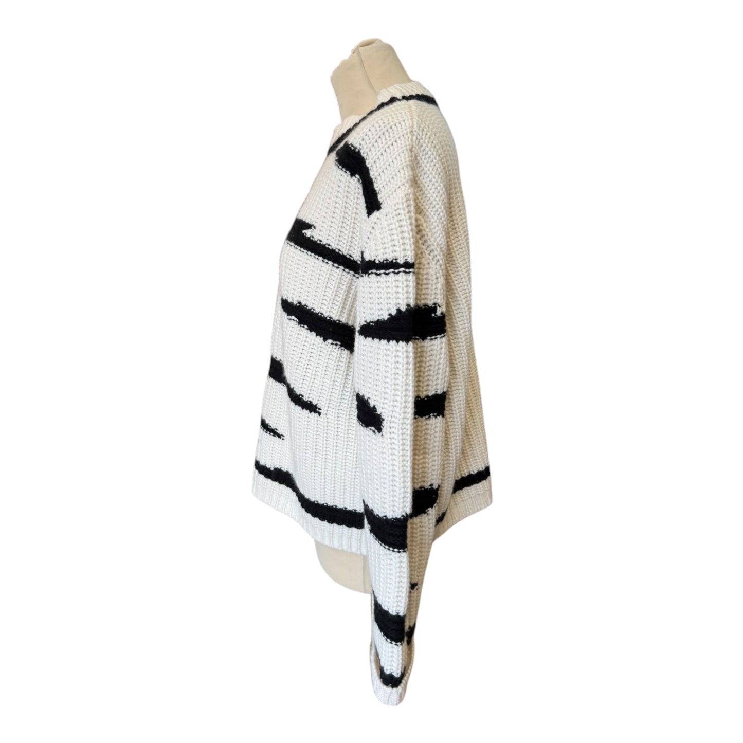 Marc Cain Cream and Black Wool and Cashmere Jumper - 12