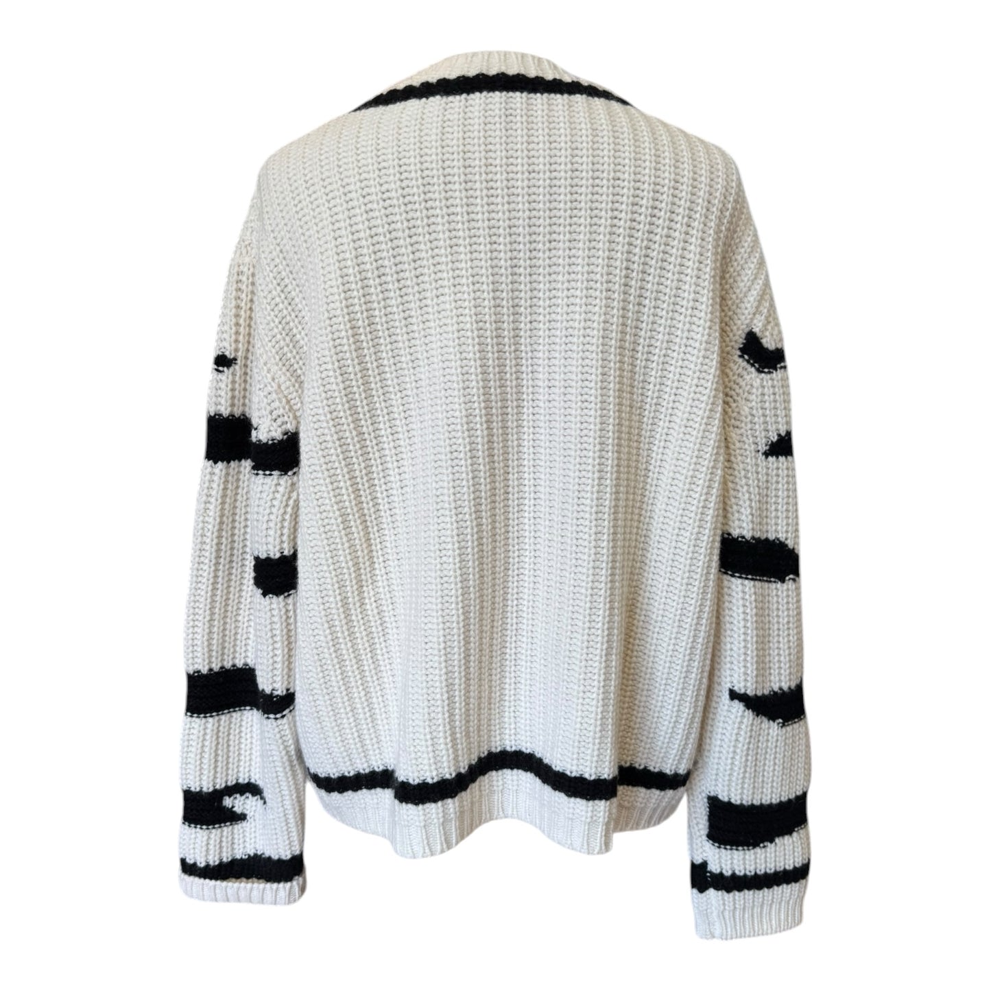 Marc Cain Cream and Black Wool and Cashmere Jumper - 12