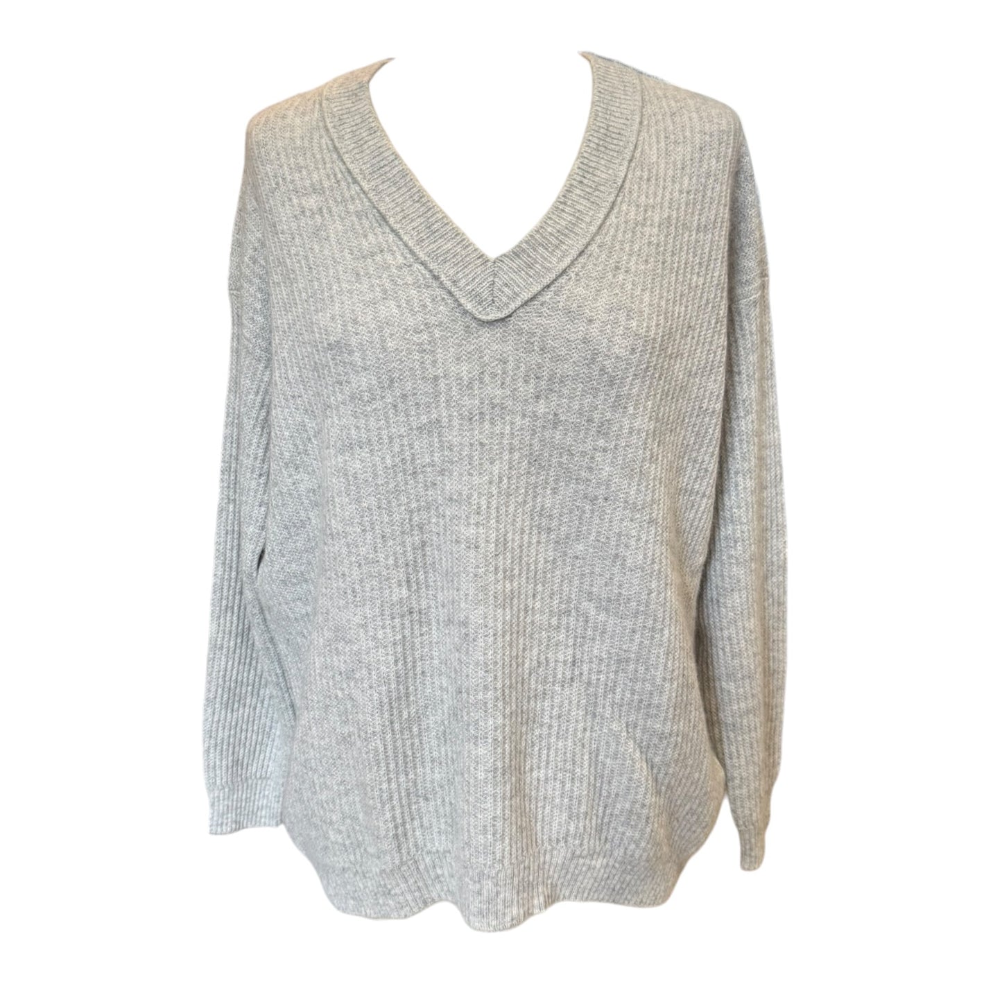 Allude Grey V Neck Cashmere Sweater - 10 - NEW