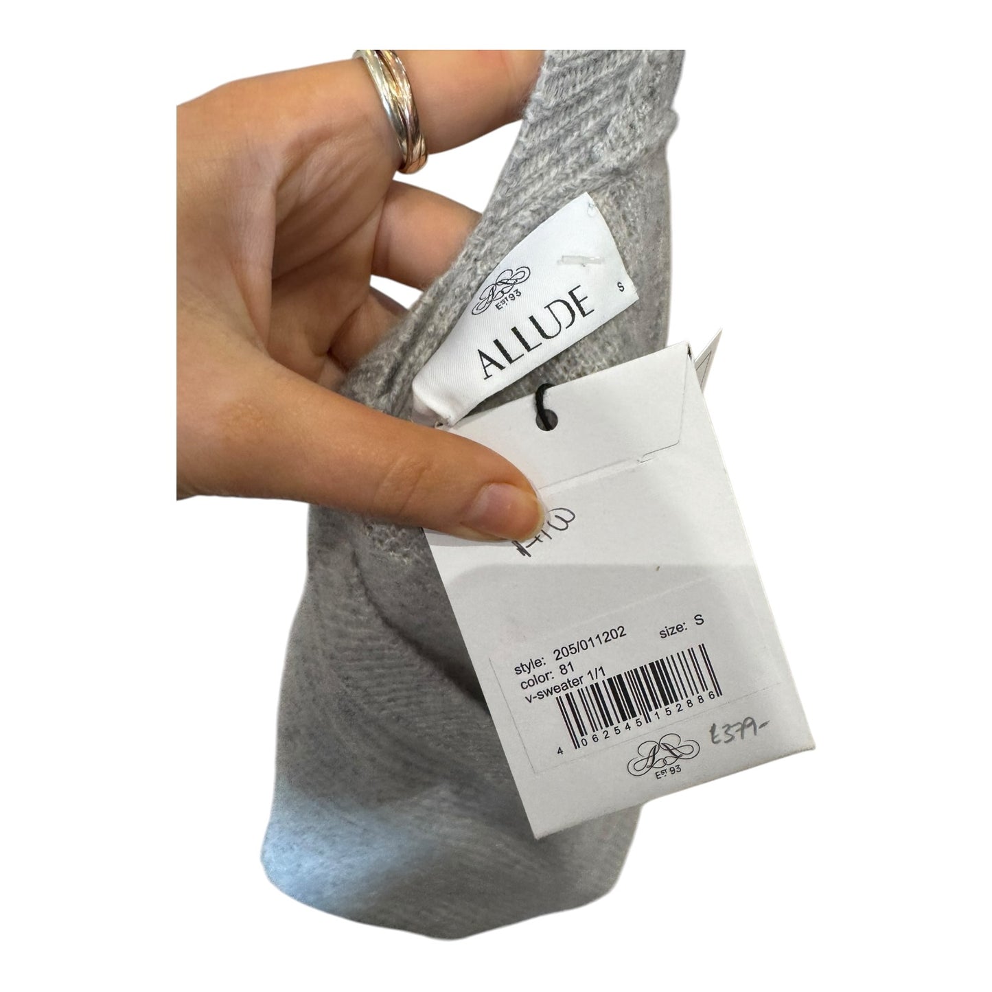Allude Grey V Neck Cashmere Sweater - 10 - NEW