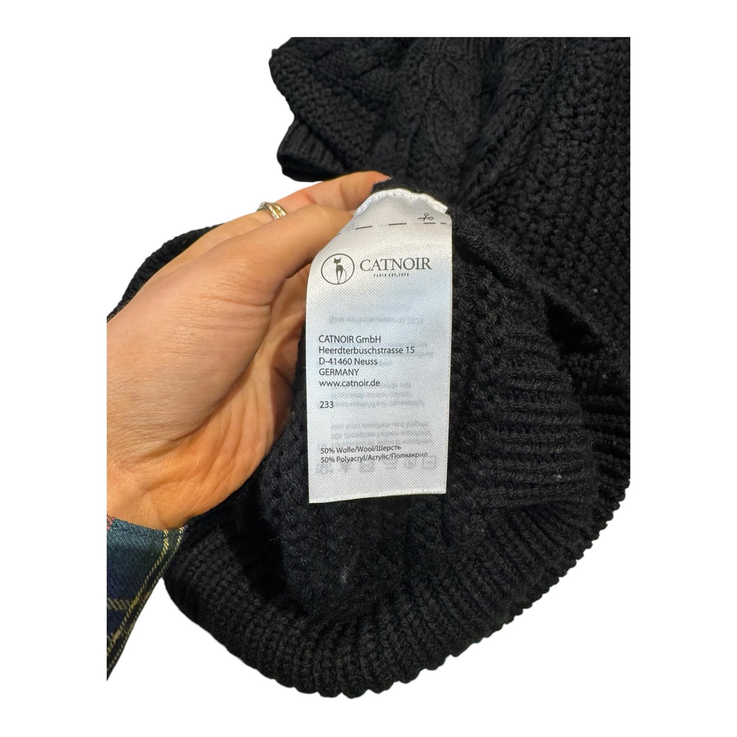 Cat Noir Black Cable Knit Wool Blend Jumper - 12