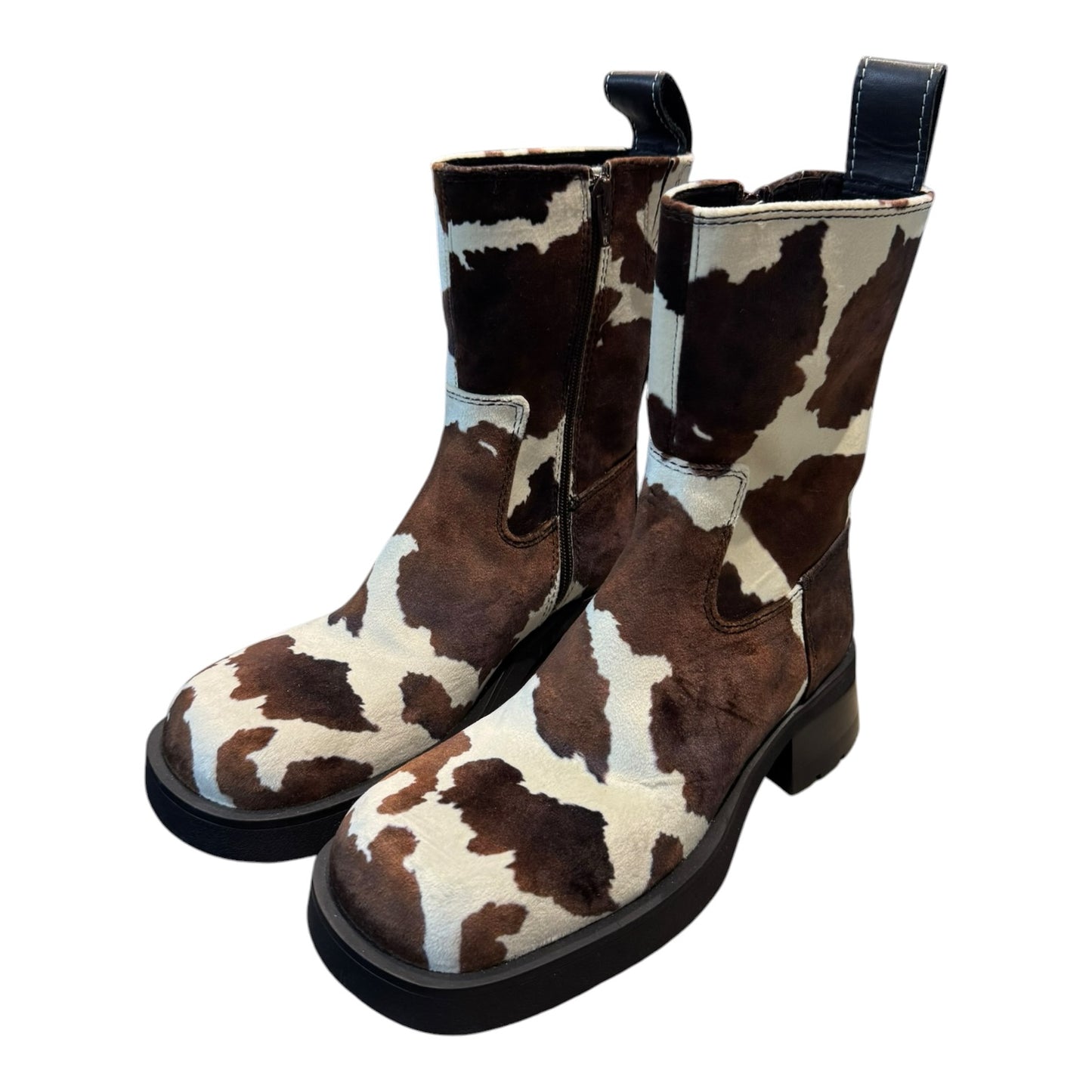 Miista Yolanda Cow Block Heel Ankle Boots - 40/7 - NEW