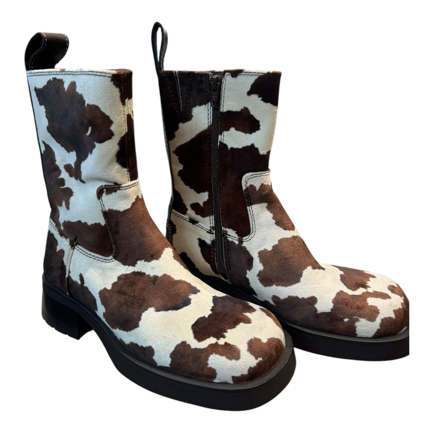 Miista Yolanda Cow Block Heel Ankle Boots - 40/7 - NEW
