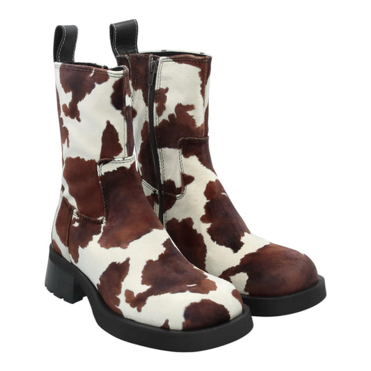 Miista Yolanda Cow Block Heel Ankle Boots - 40/7 - NEW