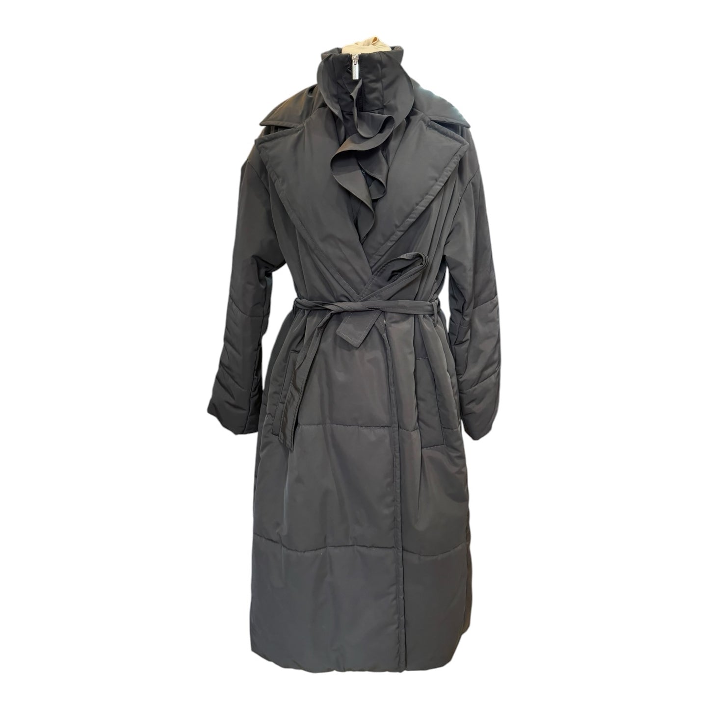 Marella Bozen Black Ruffle Neck Coat - 14/16