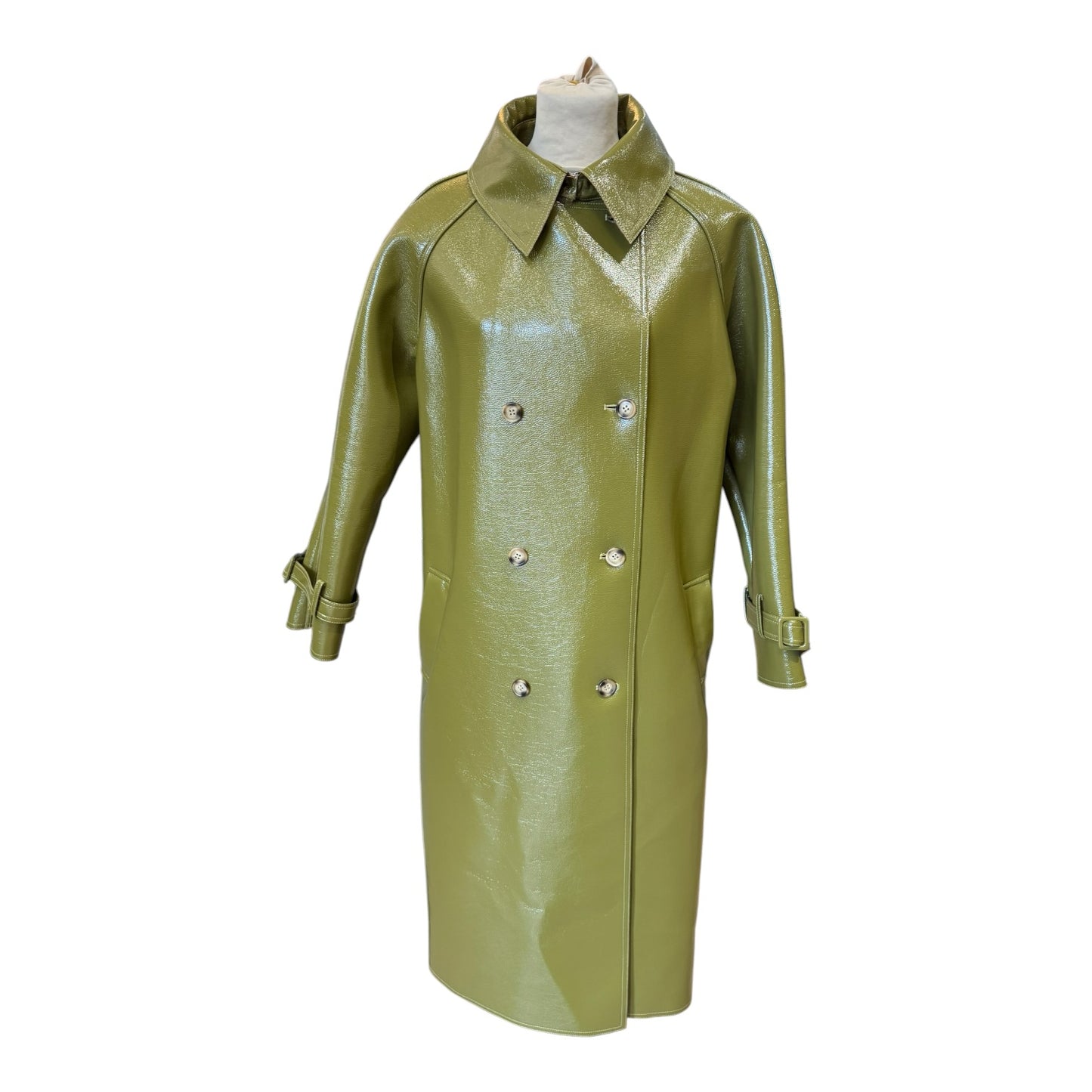 The Frankie Shop Oversized Khaki Glossed Trench - 8/10
