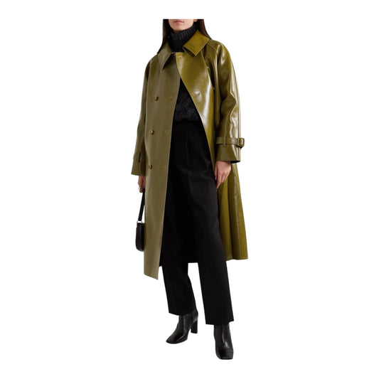 The Frankie Shop Oversized Khaki Glossed Trench - 8/10