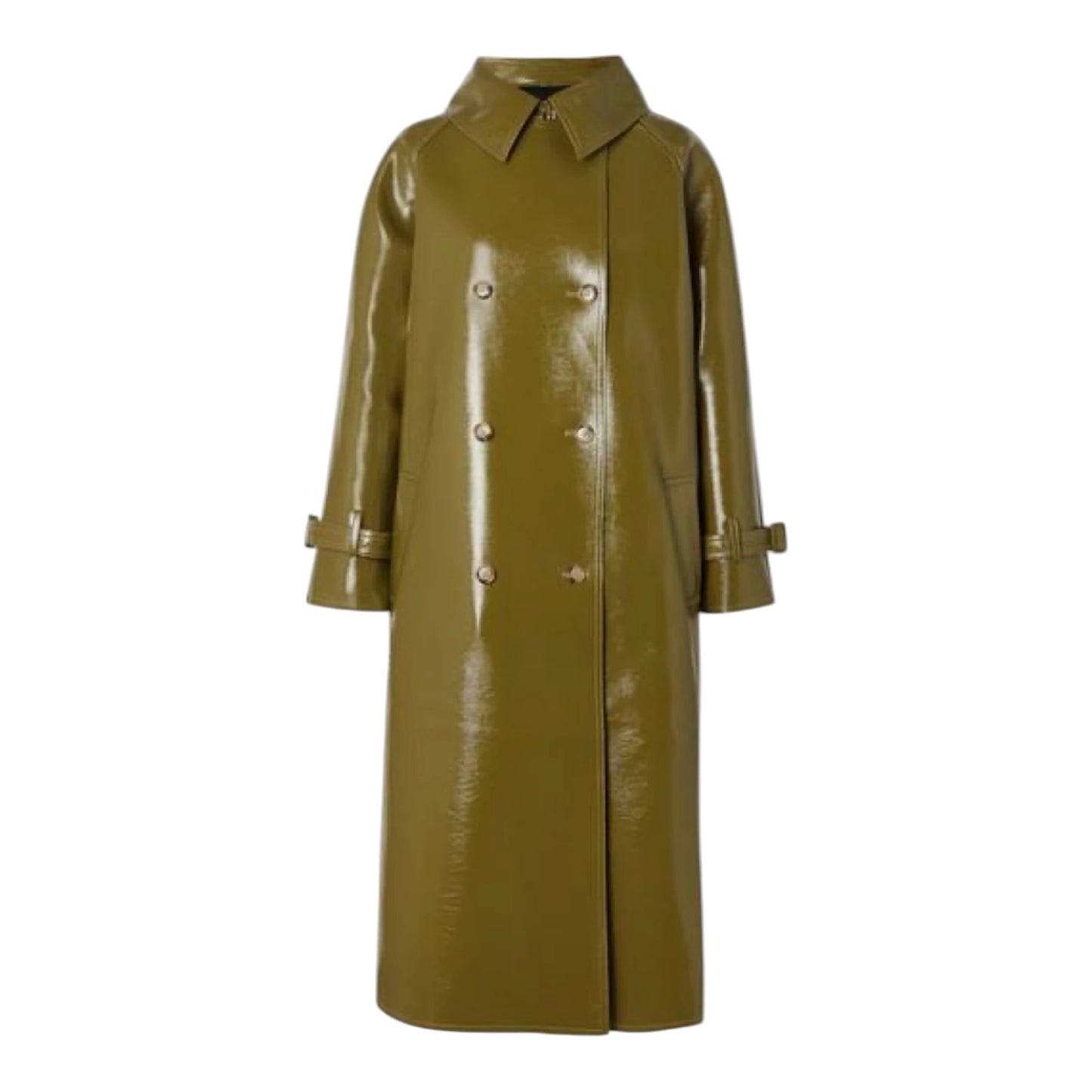 The Frankie Shop Oversized Khaki Glossed Trench - 8/10
