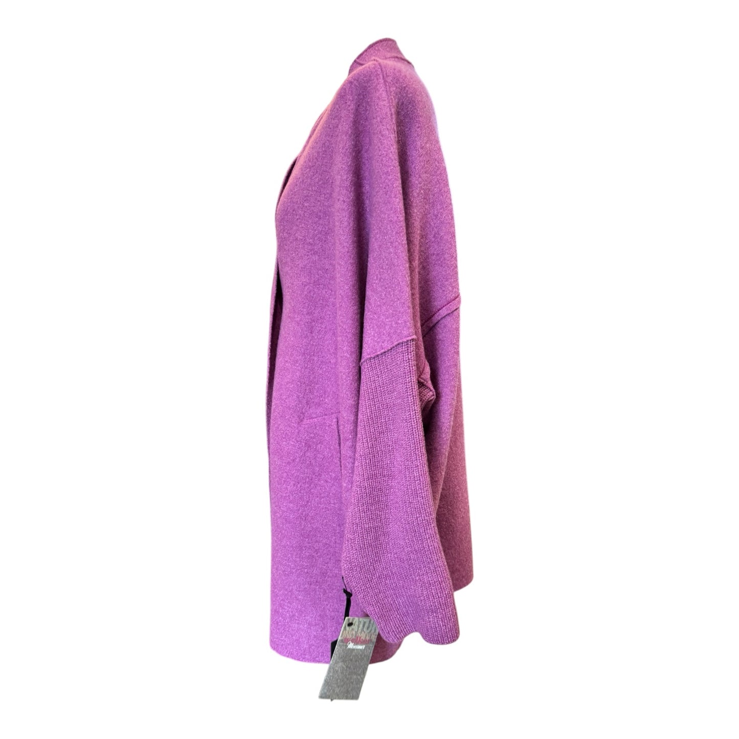 Oska Pink Boiled Wool Coat with Knit Sleeves - 14 - NEW