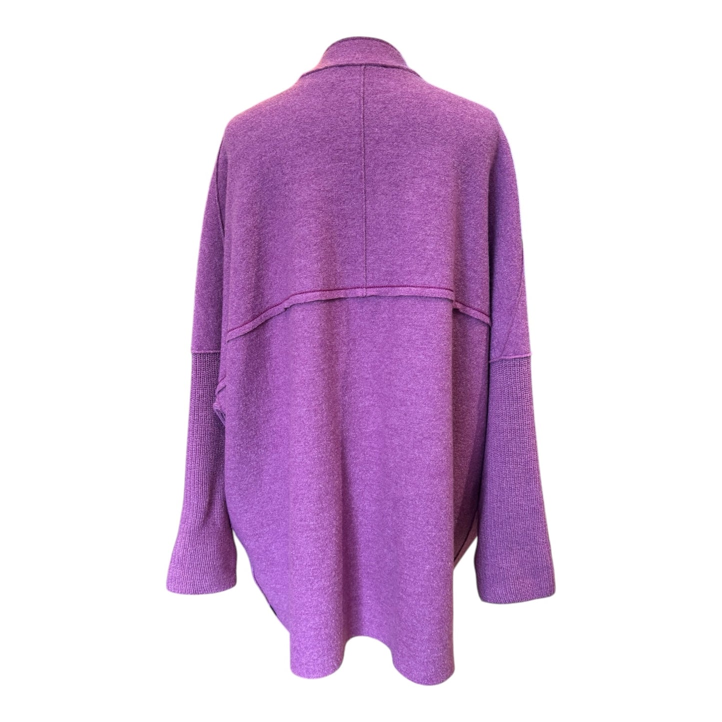 Oska Pink Boiled Wool Coat with Knit Sleeves - 14 - NEW