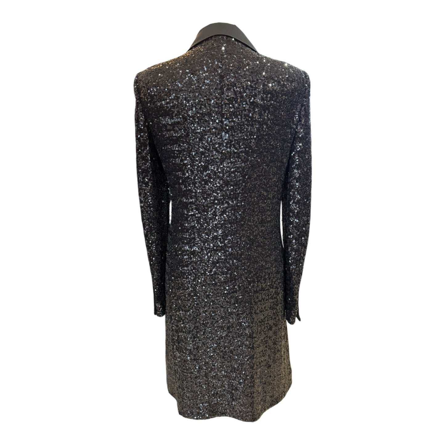 Moschino Black Longline Sequin and Satin Coat - 10/12