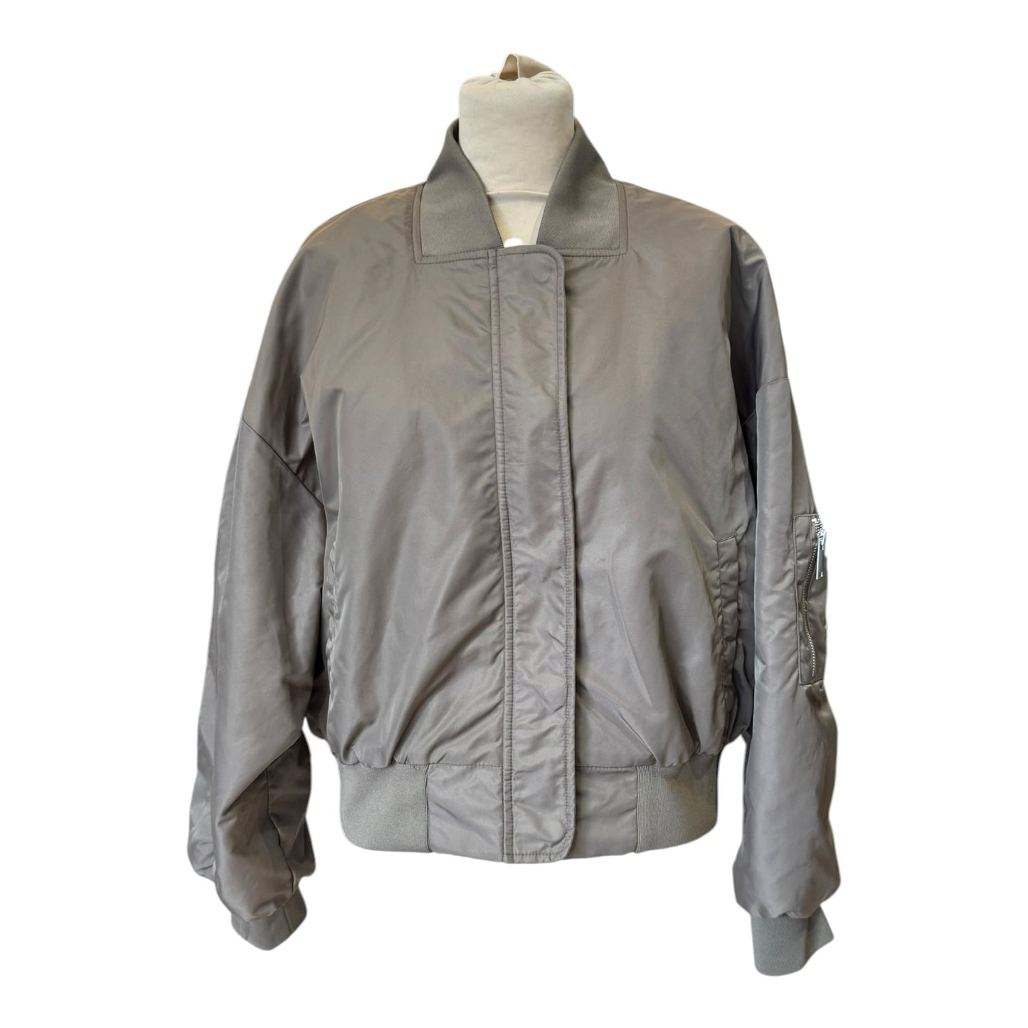 My Essential Wardrobe Taupe Short Bomber Jacket - 12