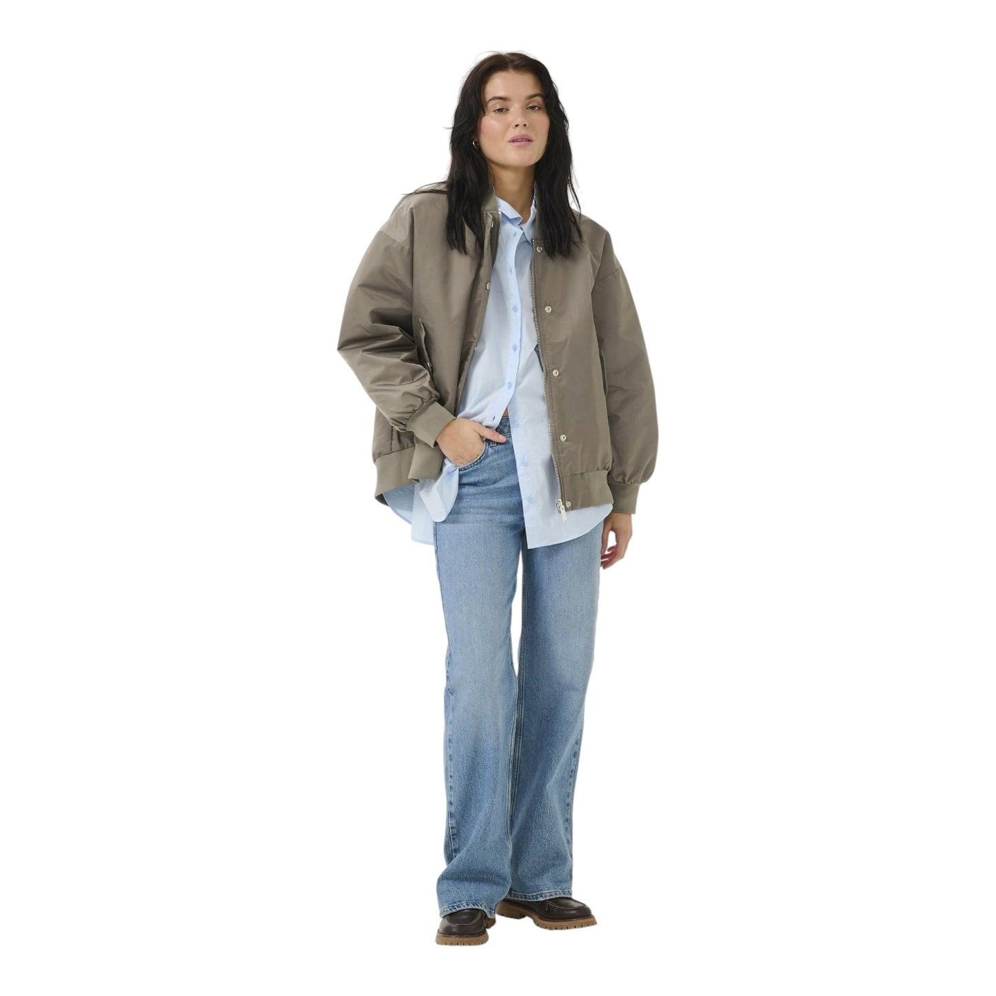 My Essential Wardrobe Taupe Short Bomber Jacket - 12