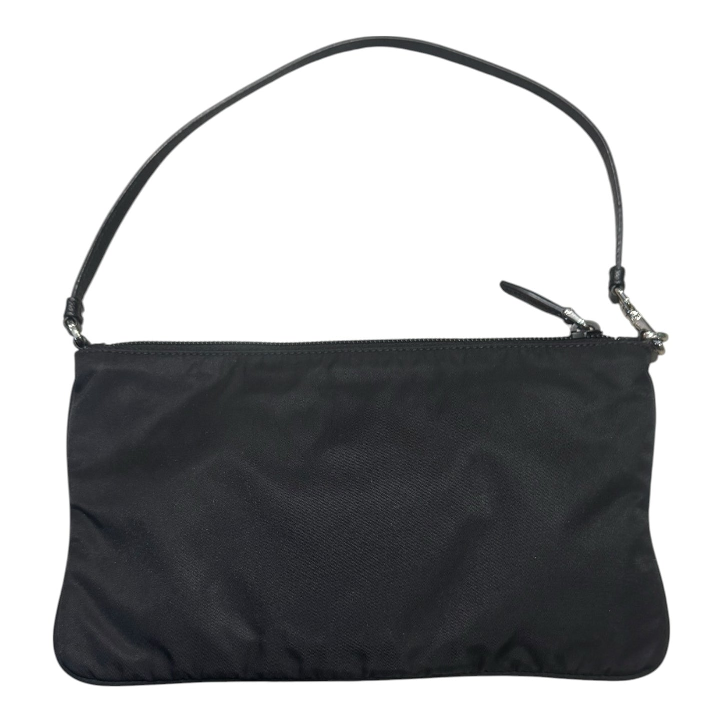 Prada Piatto Maniglia Nero Logo-Plaque Nylon Wristlet