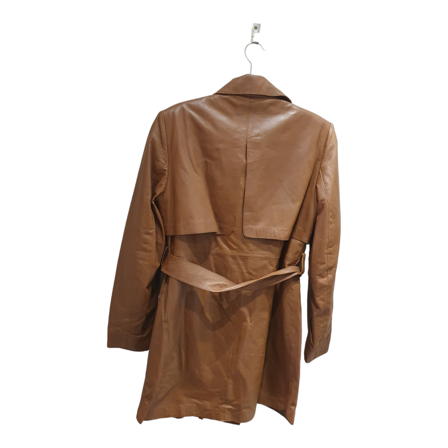 Cigno Nero cognac leather coat, size 10
