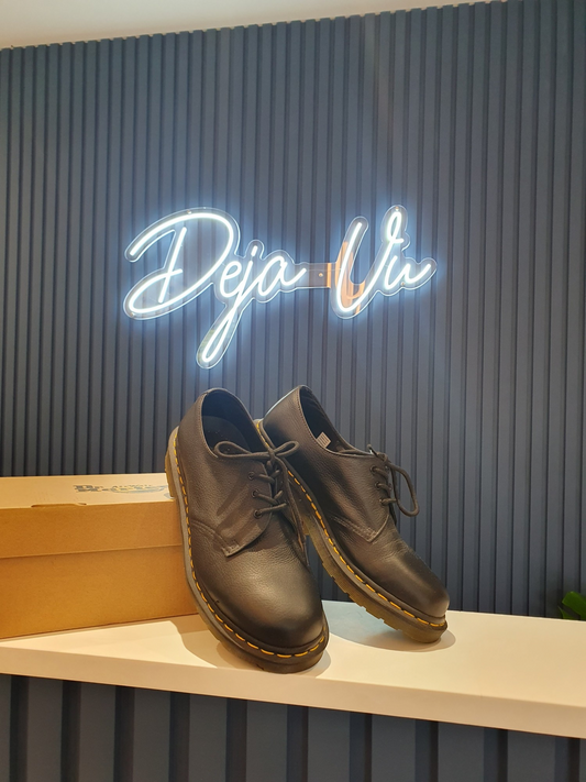 Dr Martens,  size 8, black leather 3 eye shoes