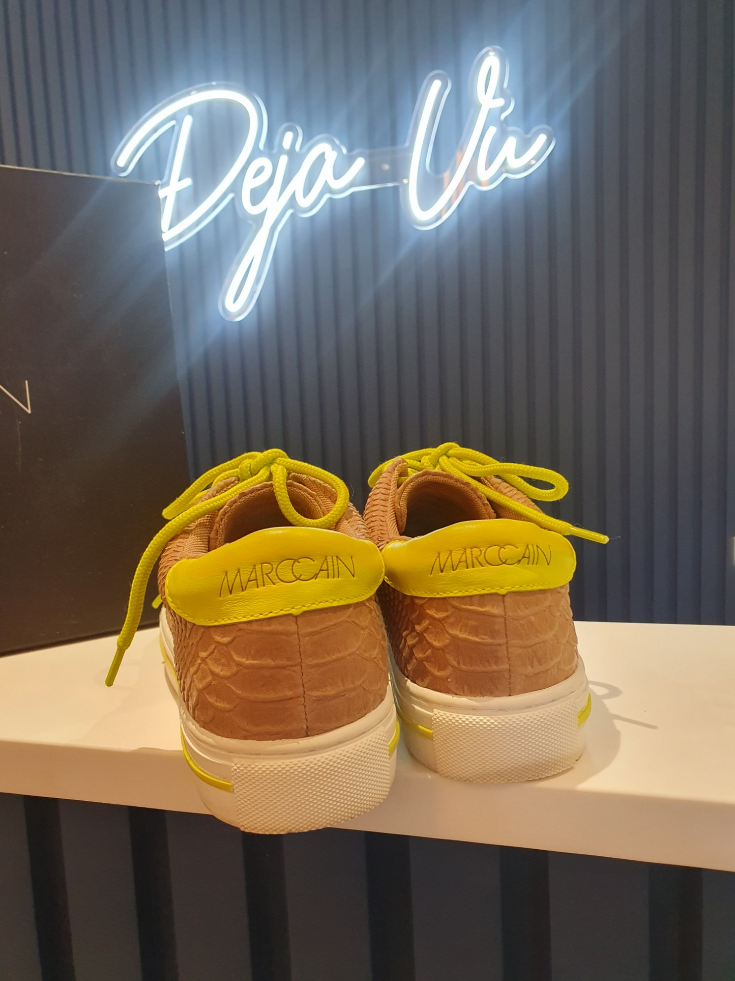 Marc Cain tan and lime trainers, size 39