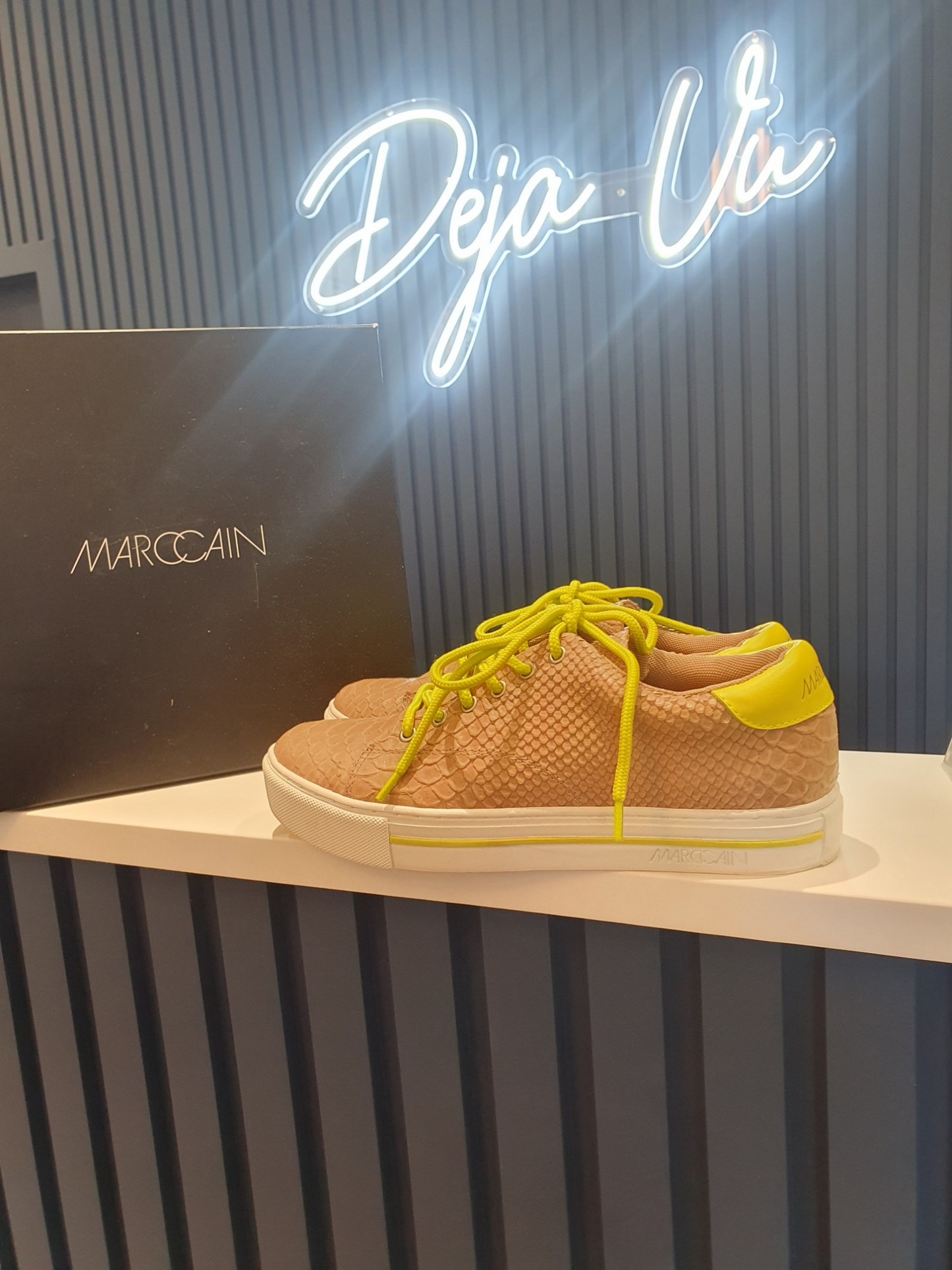 Marc Cain tan and lime trainers, size 39