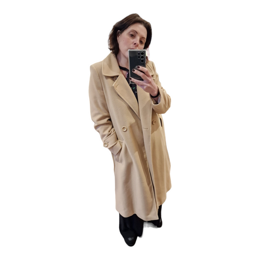 Libra Camel coat, wool and cashmere blend, size 14