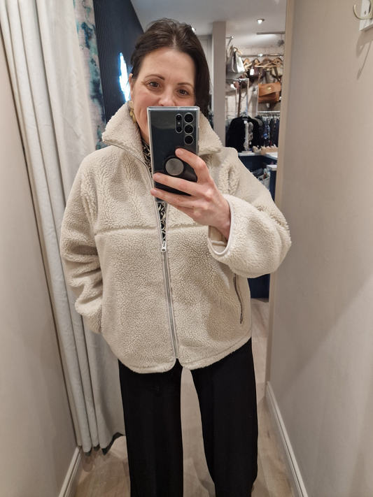 Arket taupe fleece zip jacket, size S