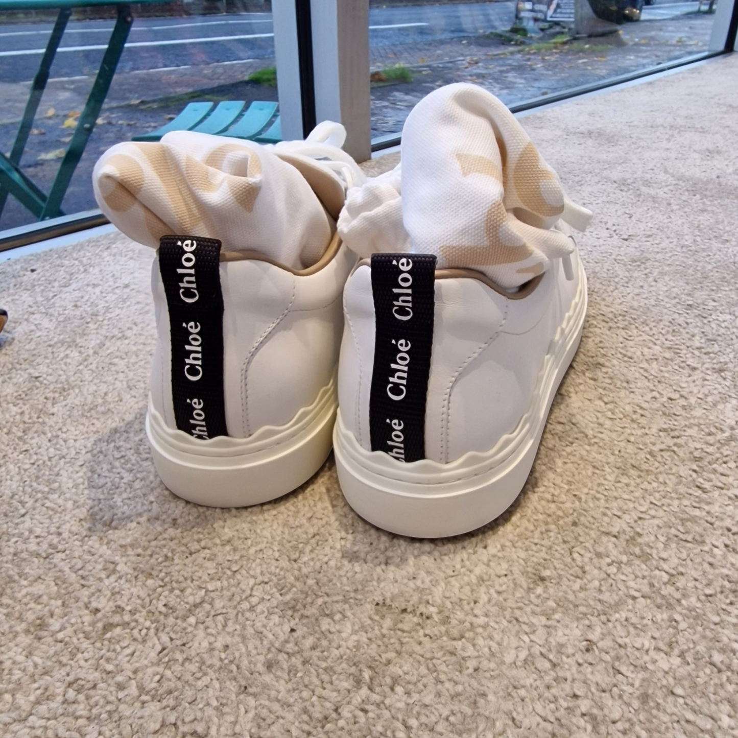 Chloe Lauren Scalloped Edge White sneakers,  size 40