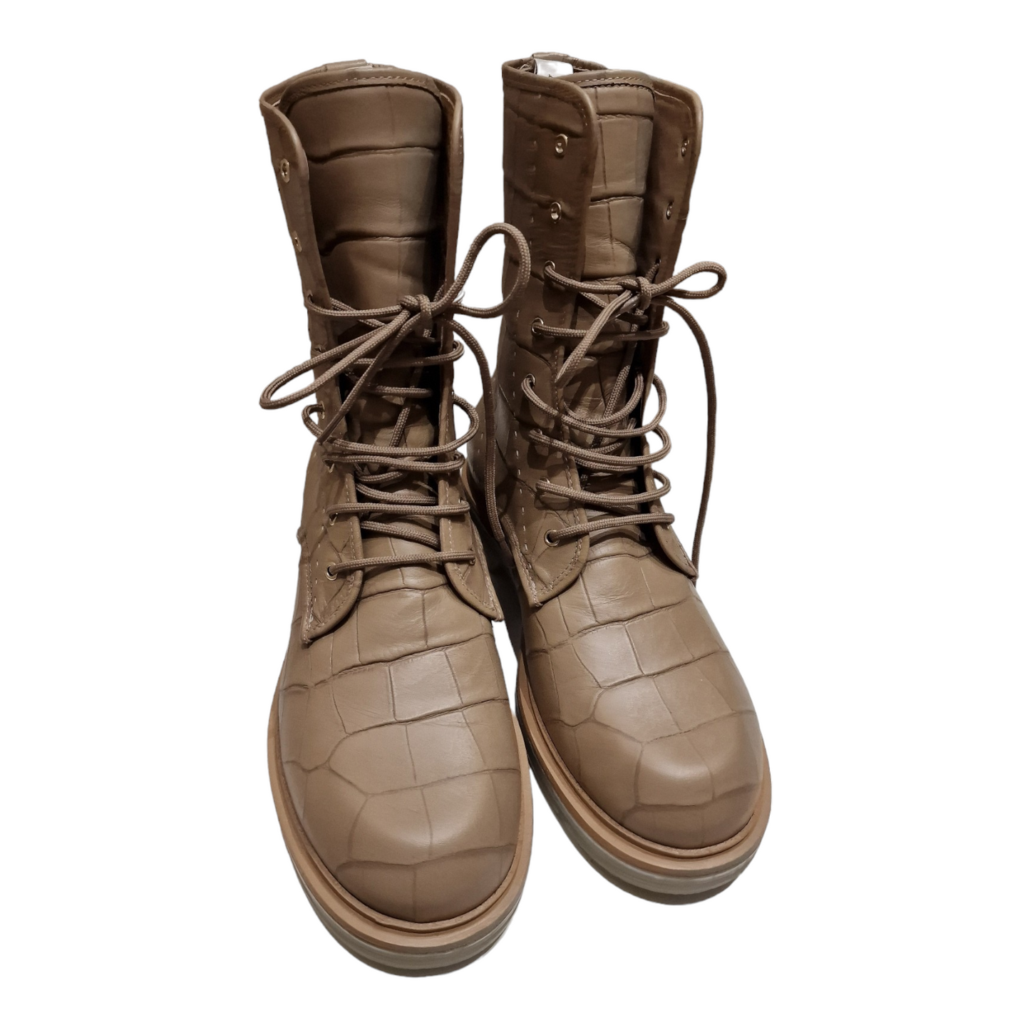 Max Mara Tan leather combat boots, size 6, brand new