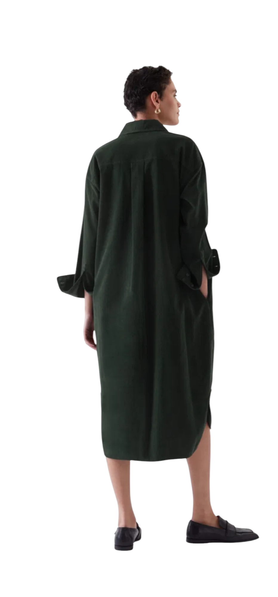 COS Green Cord Shirt Dress, size 38/UK 12