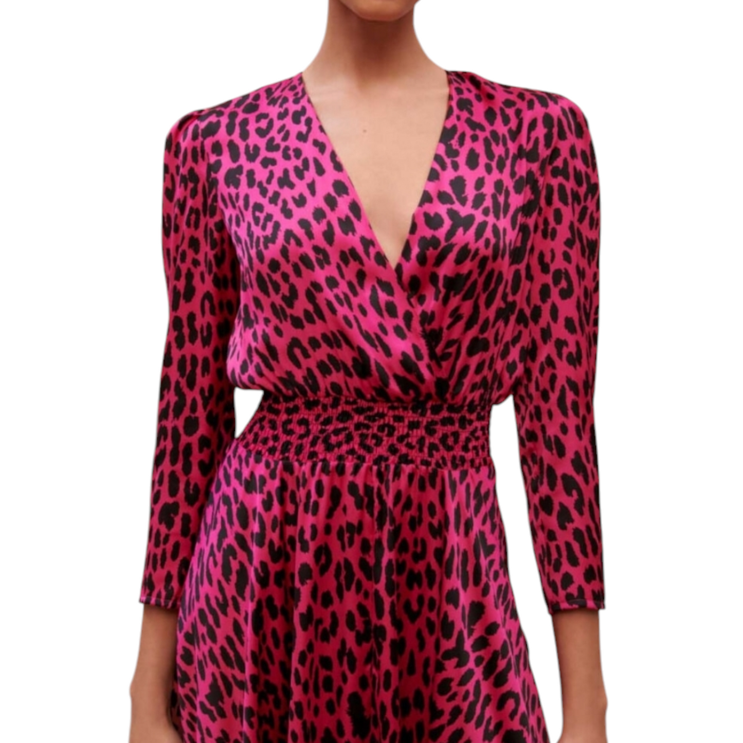 Maje Fuscia Leopard Asymmetric Hem Dress, Size 10