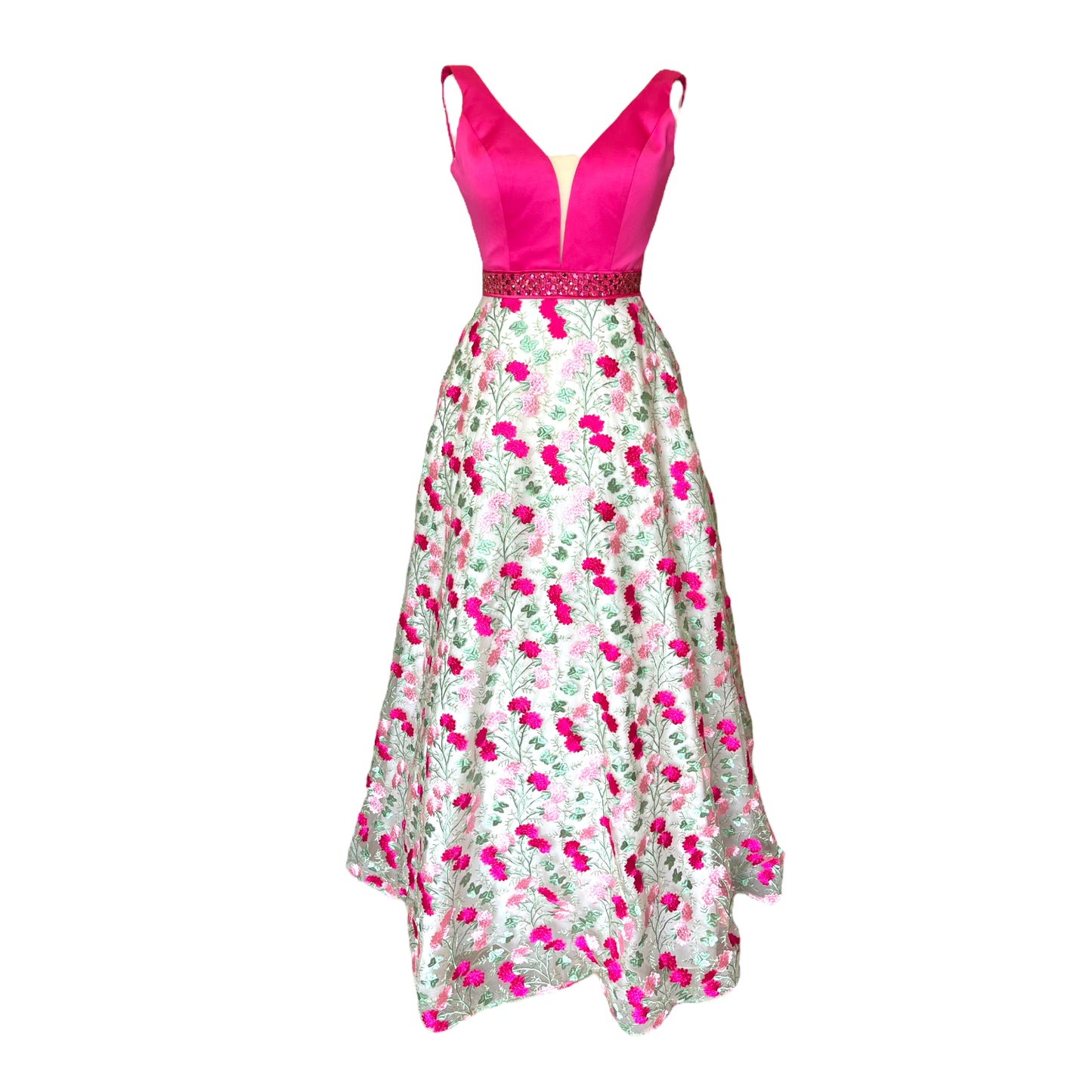 Jora Collection Pink Floral Formal Dress