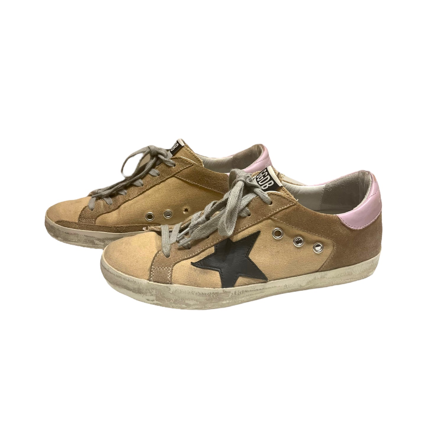 Golden Goose Camel, Black and Pink Trainers