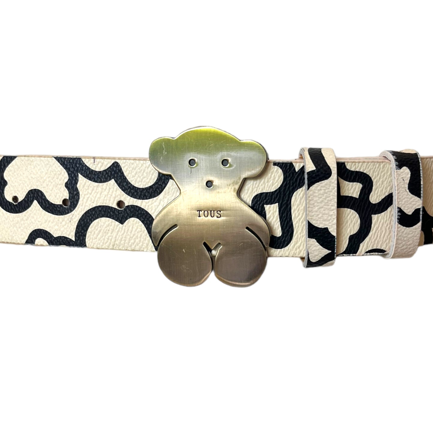 Tous Cream and Black Leather Belt