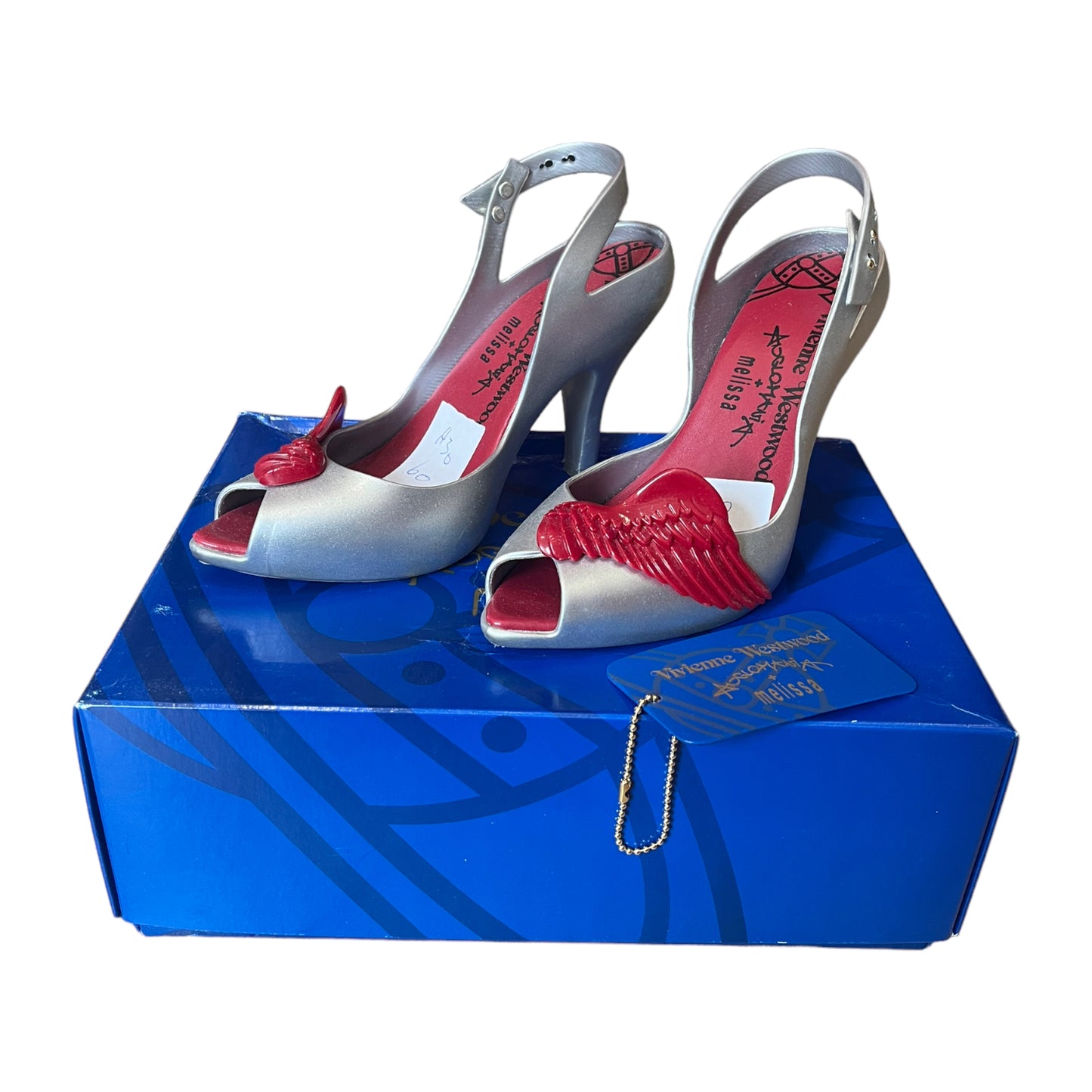 Vivienne Westwood Silver and Red Slingback Heels