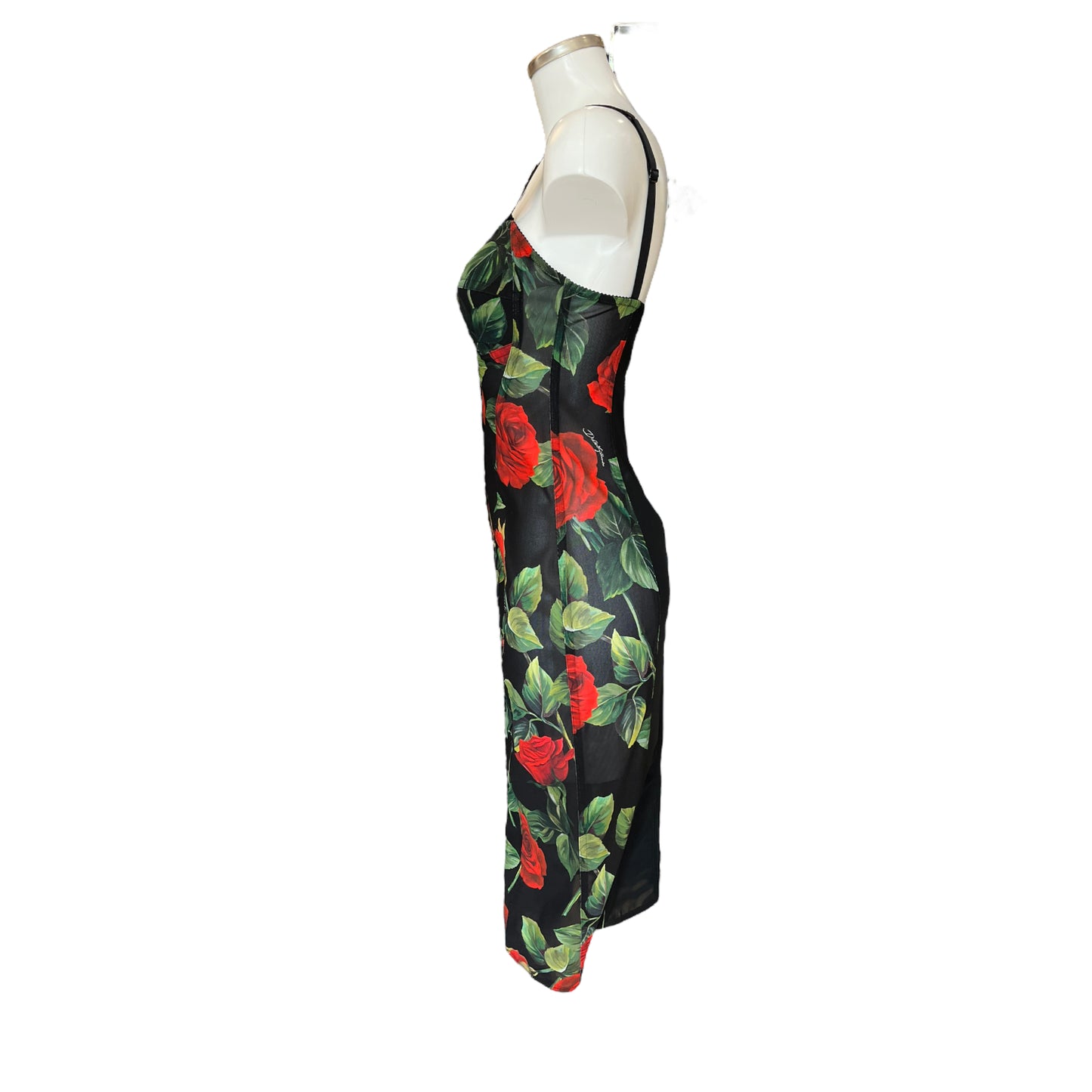 Dolce and Gabbana Black Rose Print Dress