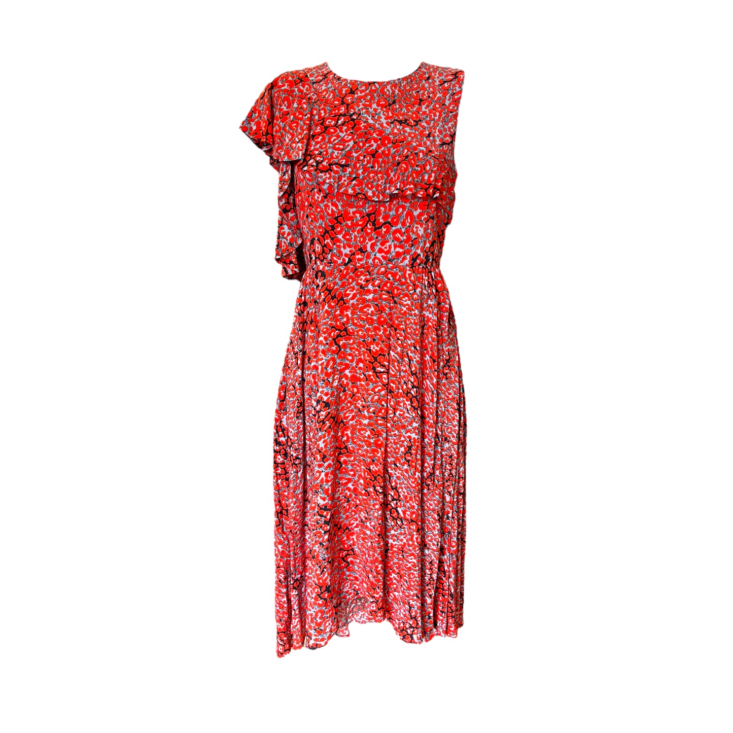 Maje Asymmetric Red Print Dress