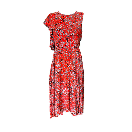 Maje Asymmetric Red Print Dress