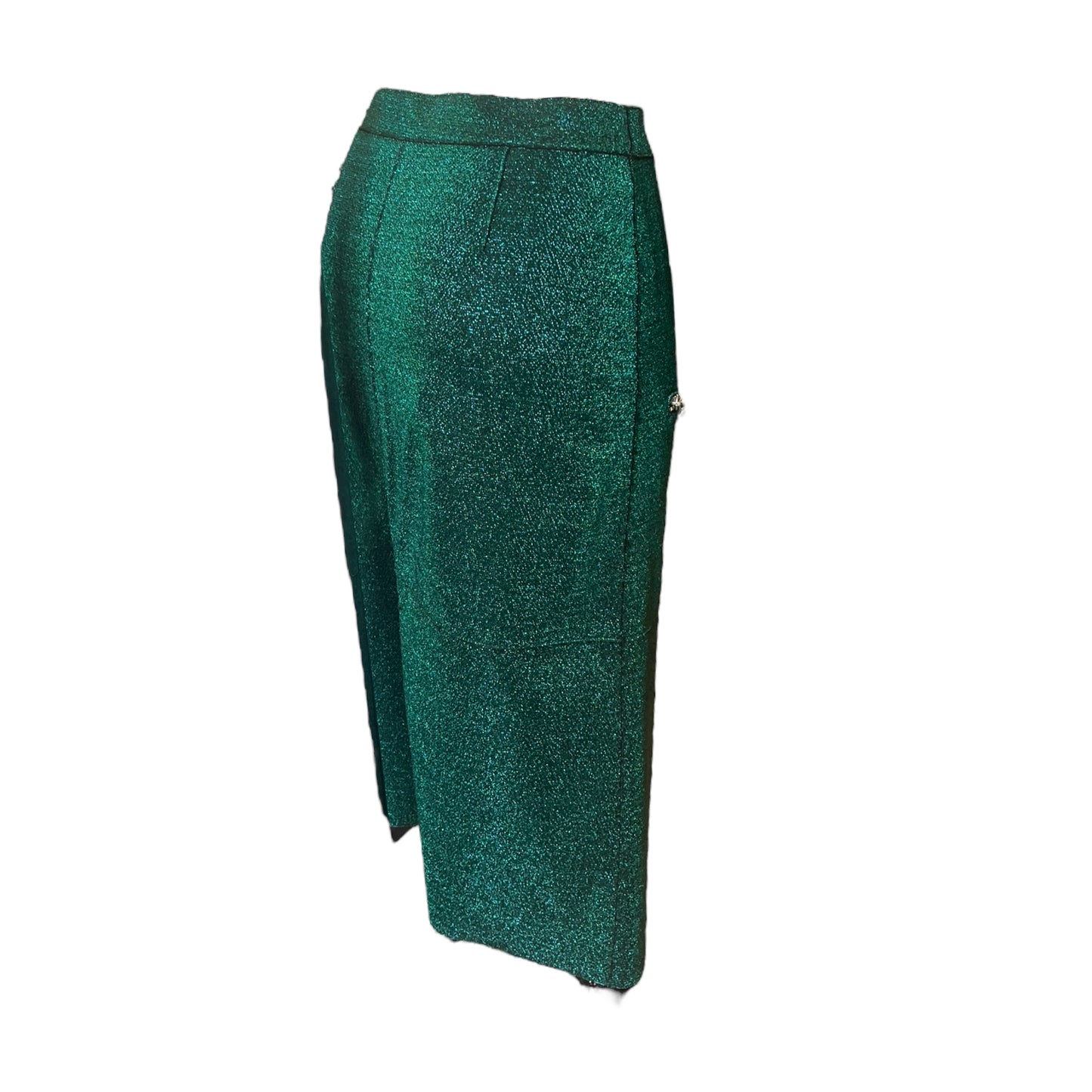 Golden Goose Green Sparkly Midi Skirt