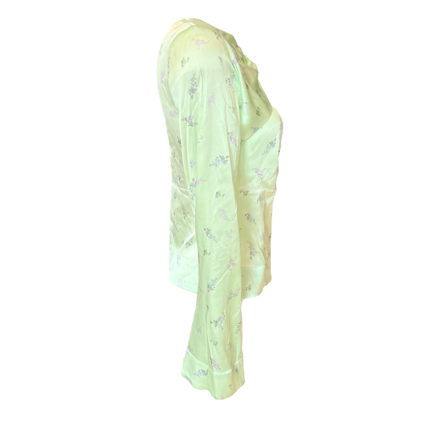 Ganni Pale Green Silk Top