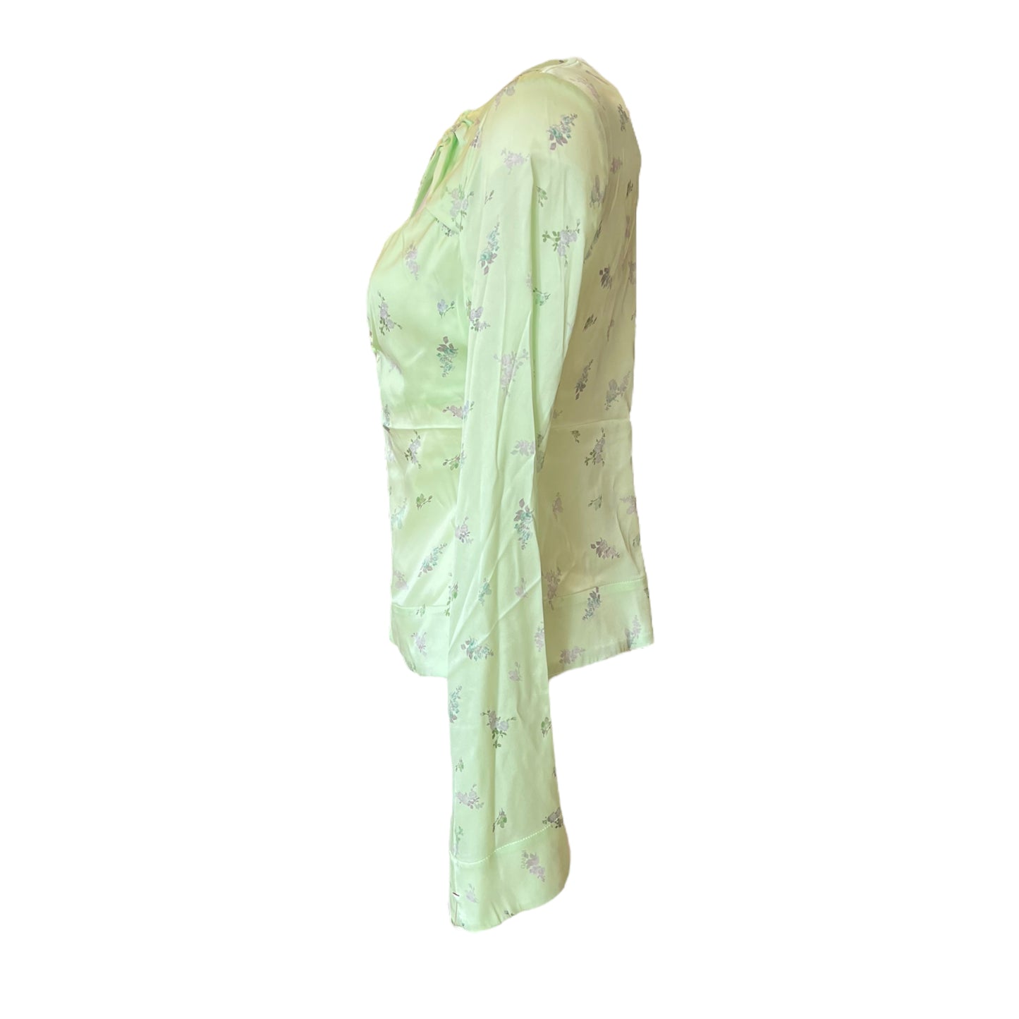 Ganni Pale Green Silk Top