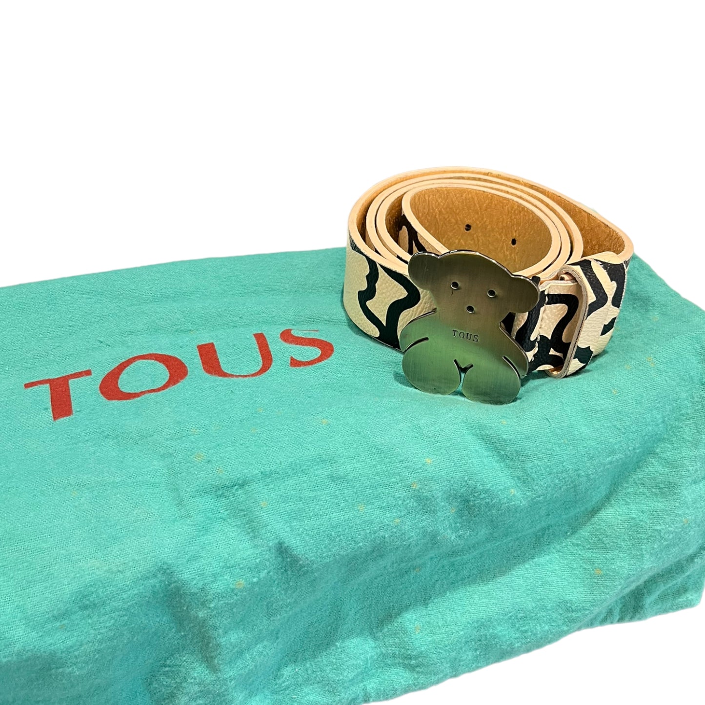 Tous Cream and Black Leather Belt